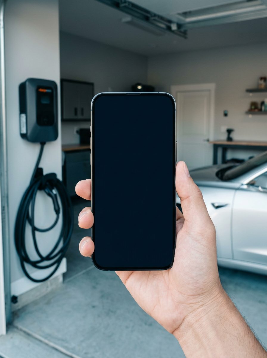 Telefon v roki s pregledom polnilnih lokacij